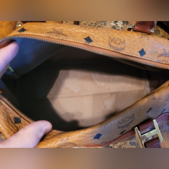 MCM Cognac and Chestnut Monogram Satchel - Picture 7 of 12